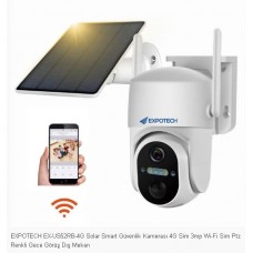 EXPOTECH EX-US52RB-4G Solar Smart Güvenlik Kamerası 4G Sim 3mp Wi-Fi Sim Ptz Renkli Gece Görüş Dış Mekan